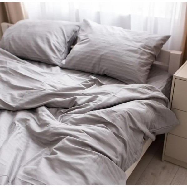 Постільна білизна євро Dushka Home Страйп сатин 20574 200х220 см асфальтова