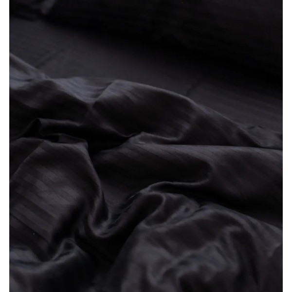 Постільна білизна євро Dushka Home Страйп сатин 20590 200х220 см чорна