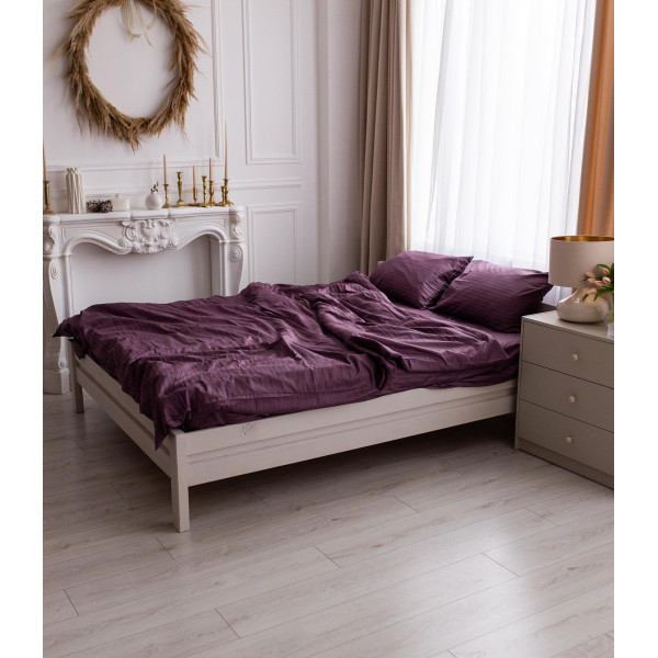 Постільна білизна полуторна Dushka Home Страйп сатин 20532 160х215 см сливова