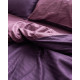 Постільна білизна полуторна Dushka Home Страйп сатин 20536 160х215 см баклажанова з сливовим