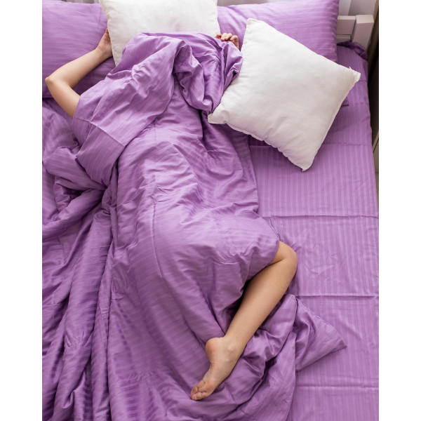 Постільна білизна полуторна Dushka Home Страйп сатин 20596 160х215 см лавандове