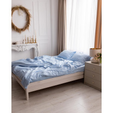 Постільна білизна сімейна Dushka Home Страйп сатин 20531 160х215х2 см блакитна