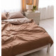 Постільна білизна сімейна Dushka Home Страйп сатин 20543 160х215х2 см коричнева з бежевим