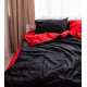 Постільна білизна сімейна Dushka Home Страйп сатин 20547 160х215х2 см чорна з червоним