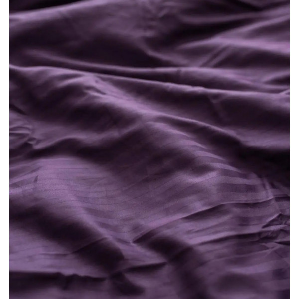 Постільна білизна сімейна Dushka Home Страйп сатин 20567 160х215х2 см баклажанова