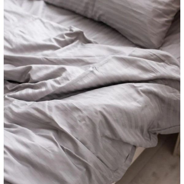 Постільна білизна сімейна Dushka Home Страйп сатин 20575 160х215х2 см асфальтова