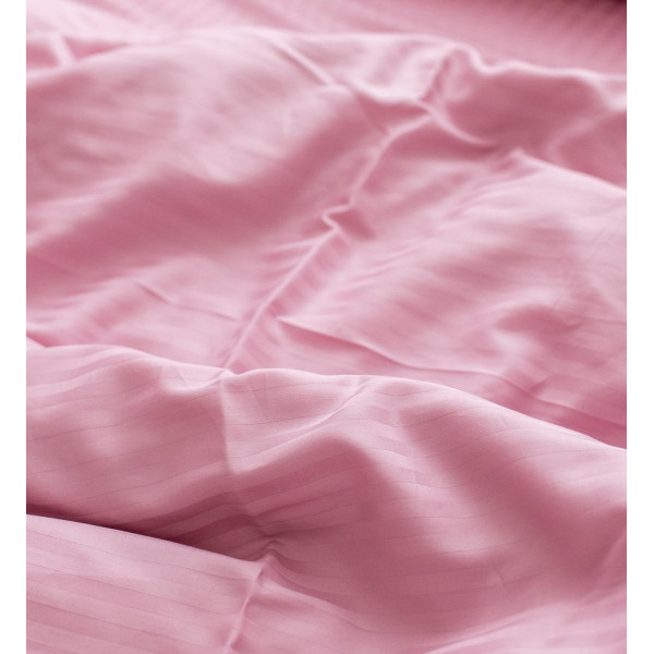 Постільна білизна сімейна Dushka Home Страйп сатин 20583 160х215х2 см світло-рожева