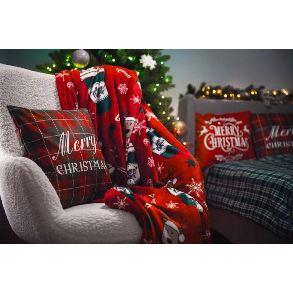 Плед Ardesto Christmas Flannel Веселі олені Червоний ART0117PB 160х200 см