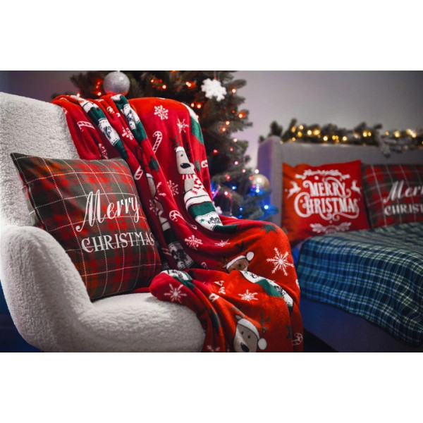 Плед Ardesto Christmas Flannel Веселі олені Червоний ART0117PB 160х200 см