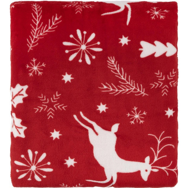 Плед Ardesto Christmas Flannel Олені Червоний ART0126PB 160х200 см