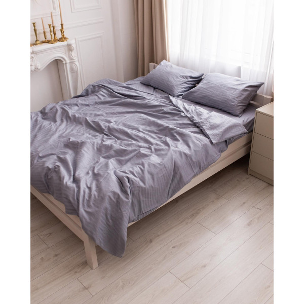 Постільна білизна двоспальна Dushka Home Страйп сатин 20577 180х215 см сіра