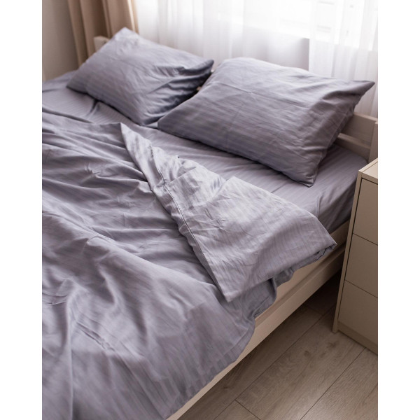Постільна білизна євро Dushka Home Страйп сатин 20578 200х220 см сіра