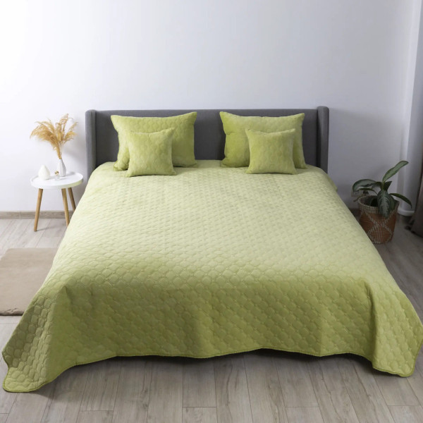 Покривало євро ТЕП Velour Ромб прямий 4-00518_21935 240х260 см салатове