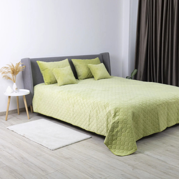Покривало євро ТЕП Velour Ромб прямий 4-00518_21935 240х260 см салатове