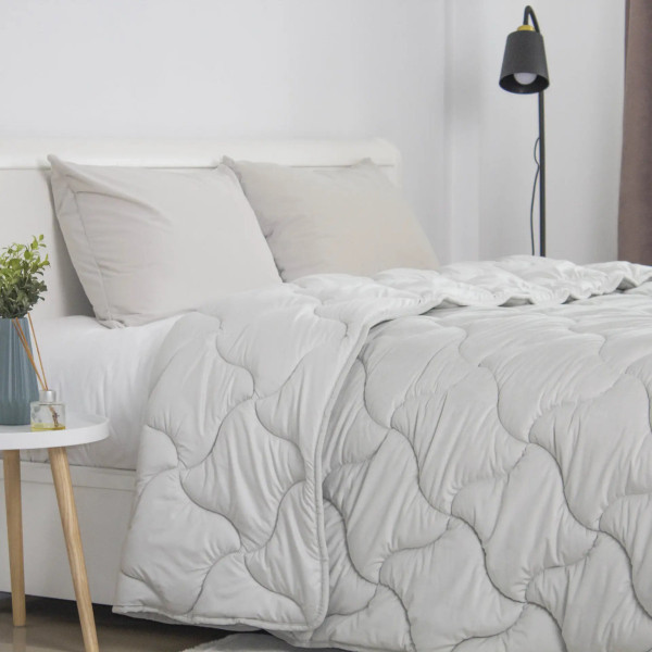 Ковдра двоспальна ТЕП VELOUR 1-04871_34484 180х210 см світло-сіра