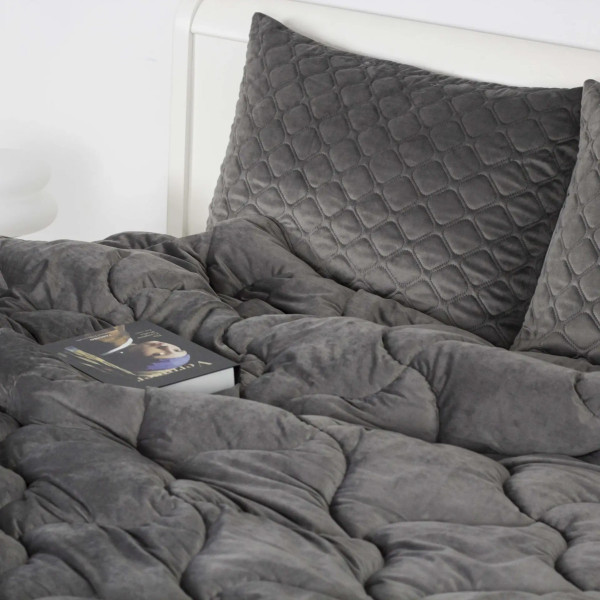 Ковдра двоспальна ТЕП VELOUR 1-04871_34536 180х210 см темно-сіра