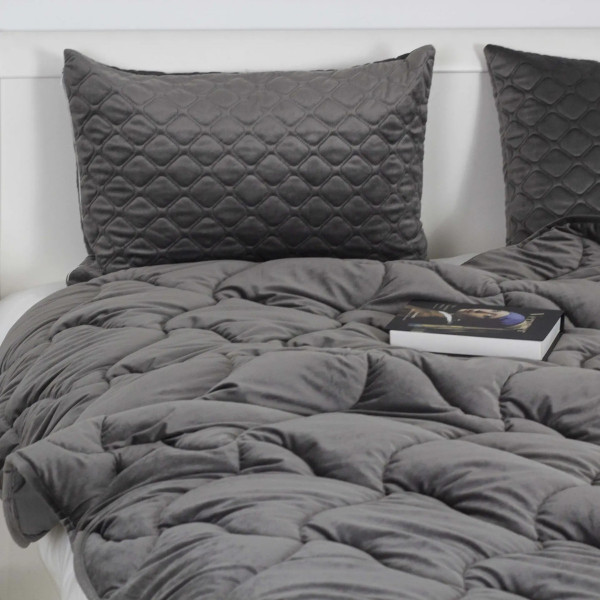 Ковдра полуторна ТЕП VELOUR 1-04870_34535 150х210 см темно-сіра