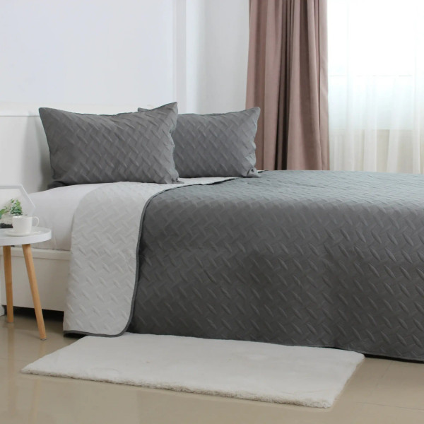 Покривало полуторне з наволочкою ТЕП Vintage 4-00507_18080 150х210 см сіре