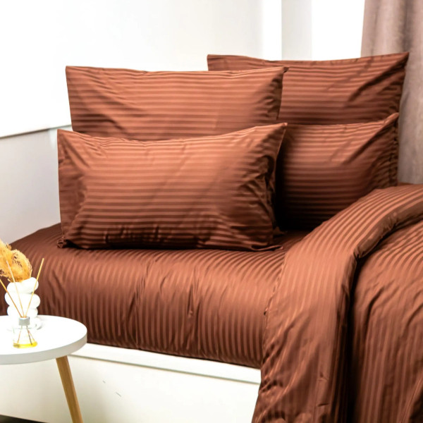 Постільна білизна євро ТЕП СТРАЙП САТИН PREMIUM Macchiato 2-04800_34078 200х215 см макіато