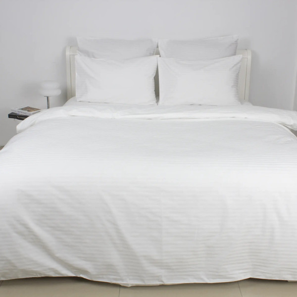 Постільна білизна євро ТЕП СТРАЙП САТИН PREMIUM Optical White 2-04800_34073 200х215 см біла