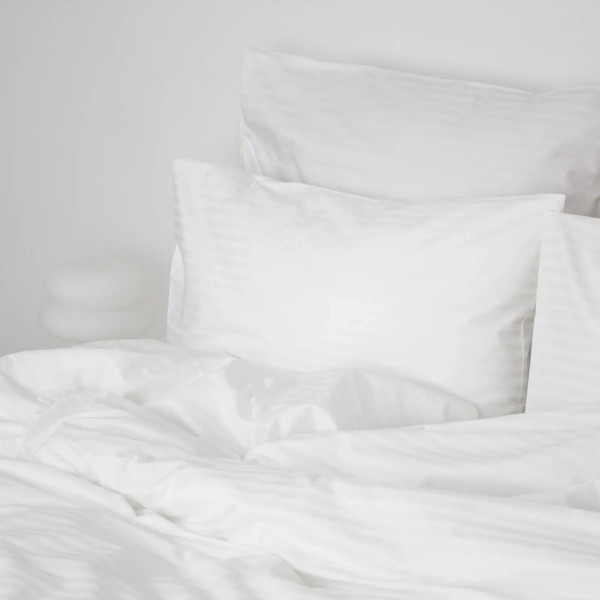 Постільна білизна євро ТЕП СТРАЙП САТИН PREMIUM Optical White 2-04800_34073 200х215 см біла