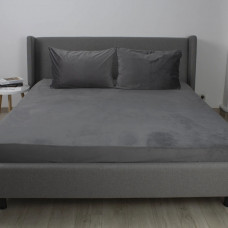 Простирадло-чохол на гумці полуторна ТЕП Velour 2-04756_33917 160х200 см сіре