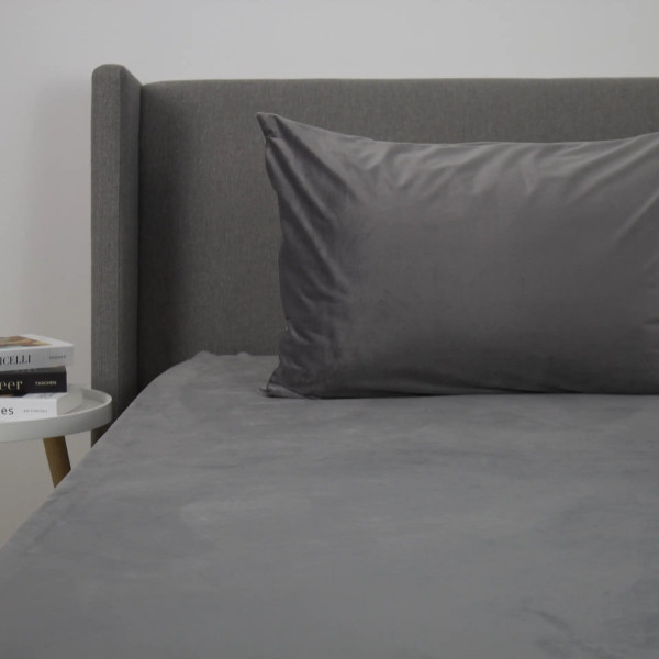 Простирадло-чохол на гумці полуторна ТЕП Velour 2-04756_33917 160х200 см сіре