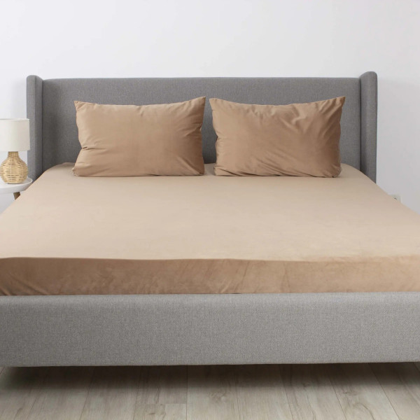 Простирадло-чохол на гумці полуторна ТЕП Velour 2-04824_34144 180х200 см капучино
