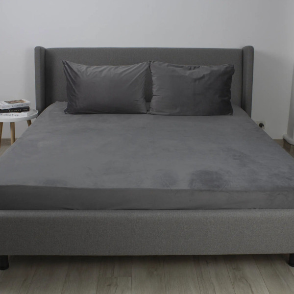 Простирадло-чохол на гумці полуторна ТЕП Velour 2-04824_34145 180х200 см сіре