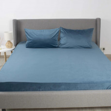 Простирадло-чохол на гумці полуторна ТЕП Velour 2-04824_34658 180х200 см синє