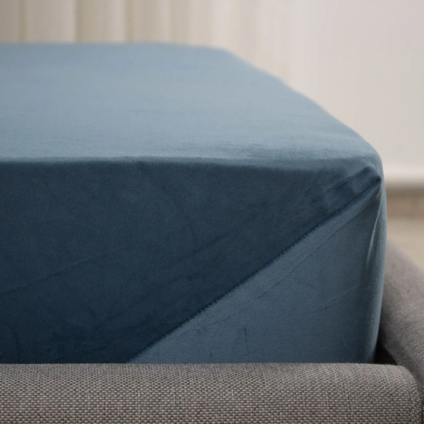 Простирадло-чохол на гумці полуторна ТЕП Velour 2-04824_34658 180х200 см синє