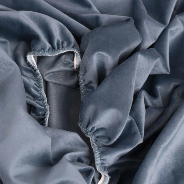 Простирадло-чохол на гумці полуторна ТЕП Velour 2-04824_34658 180х200 см синє