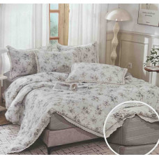 Постільна білизна двоспальна з демісезонною ковдрою з мереживом та з простирадло на резинці з мусліну Koloco 20177 180х200х25 см
