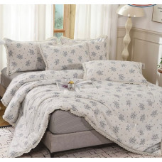 Постільна білизна двоспальна з демісезонною ковдрою з мереживом та з простирадло на резинці з мусліну Koloco 20182 180х200х25 см