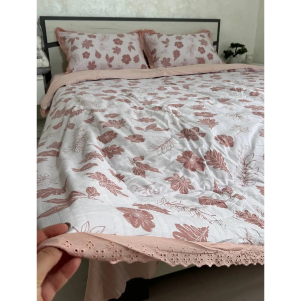 Постільна білизна євро з демісезонною ковдрою з мусліну Koloco 20195 220х240 см