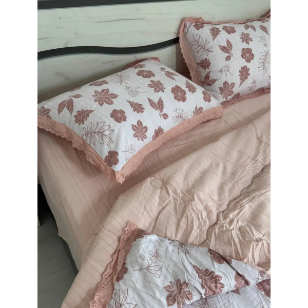 Постільна білизна євро з демісезонною ковдрою з мусліну Koloco 20195 220х240 см