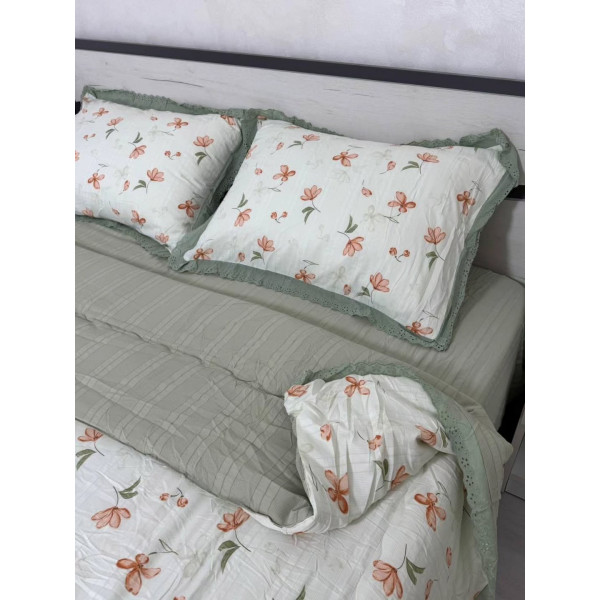 Постільна білизна євро з демісезонною ковдрою з мусліну Koloco 20196 220х240 см