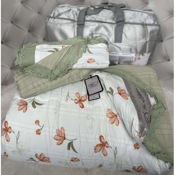 Постільна білизна євро з демісезонною ковдрою з мусліну Koloco 20196 220х240 см