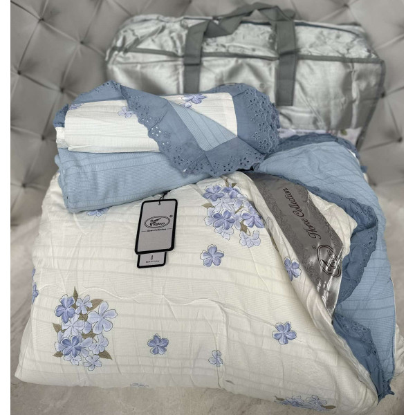 Постільна білизна євро з демісезонною ковдрою з мусліну Koloco 20199 220х240 см