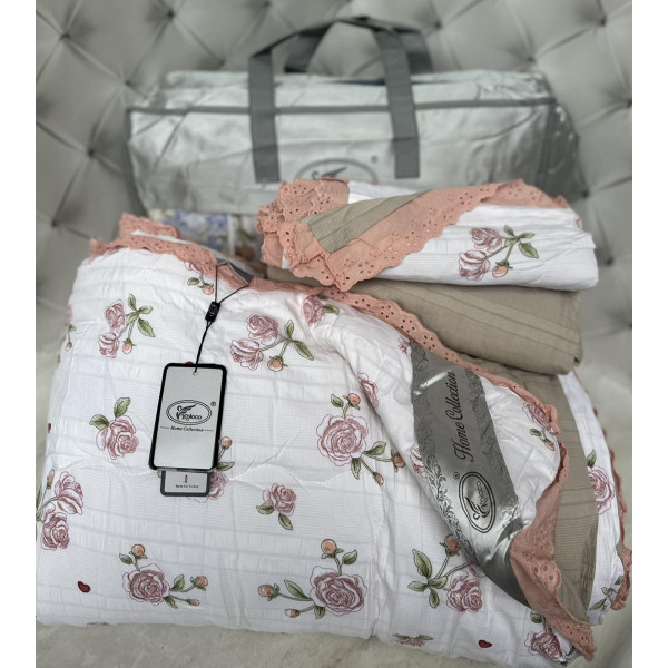 Постільна білизна євро з демісезонною ковдрою з мусліну Koloco 20200 220х240 см