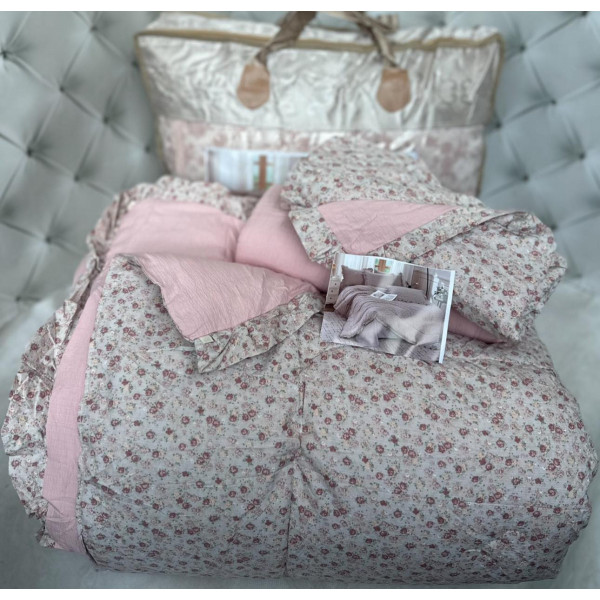 Постільна білизна євро з демісезонною ковдрою з мусліну Koloco 20205 220х240 см