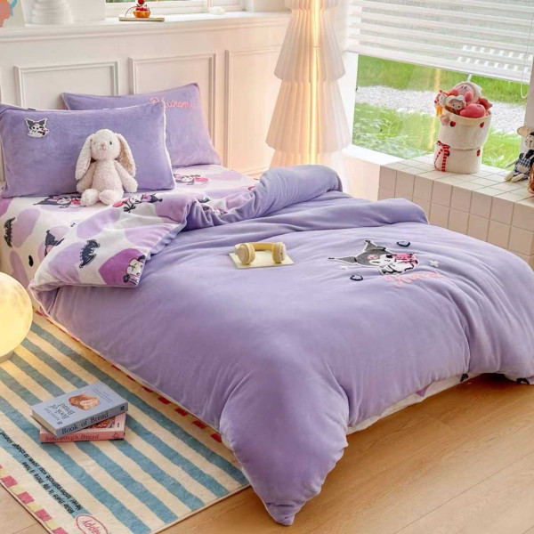 Постільна білизна полуторна з велюру Koloco 20190 150х210 см фіолетова
