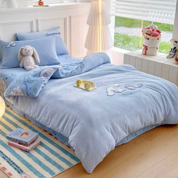 Постільна білизна полуторна з велюру Koloco 20192 150х210 см сині