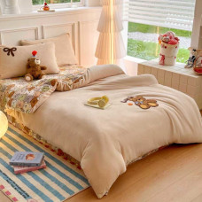Постільна білизна полуторна з велюру Koloco 20193 150х210 см бежева
