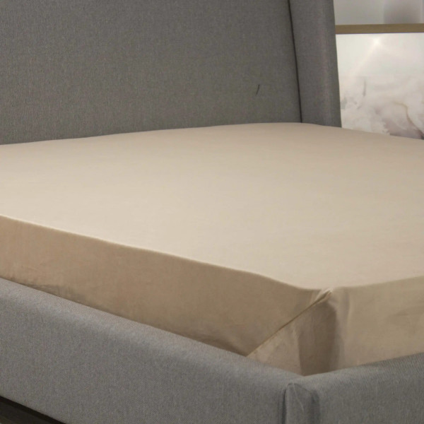 Простирадло-чохол на гумці полуторна ТЕП Velour 2-04756_35035 160х200 см золотий бежевий