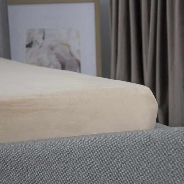 Простирадло-чохол на гумці полуторна ТЕП Velour 2-04756_35035 160х200 см золотий бежевий