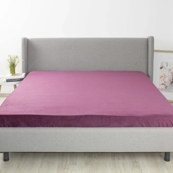 Простирадло-чохол на гумці полуторна ТЕП Velour 2-04824_35034 180х200 см бордова