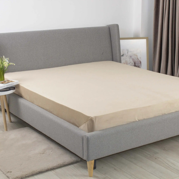 Простирадло-чохол на гумці полуторна ТЕП Velour 2-04824_35036 180х200 см золотий бежевий