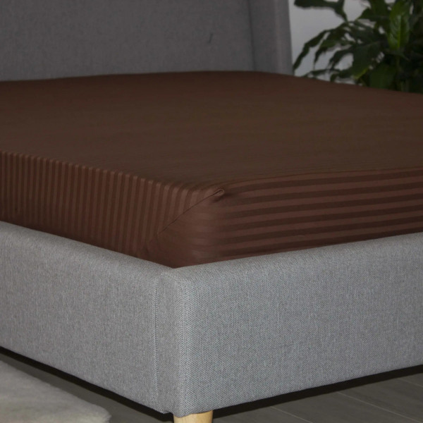 Простирадло-чохол на резинці полуторна ТЕП Сатин Chocolate 2-04799_34330 180х200 см шоколадна