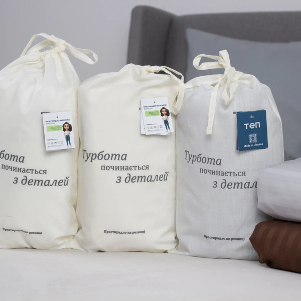 Простирадло-чохол на резинці полуторна ТЕП Сатин Chocolate 2-04799_34330 180х200 см шоколадна